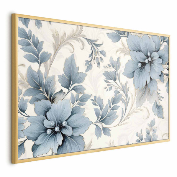 Plakat Turkusowe retro kwiaty 42x29,7 cm 587296