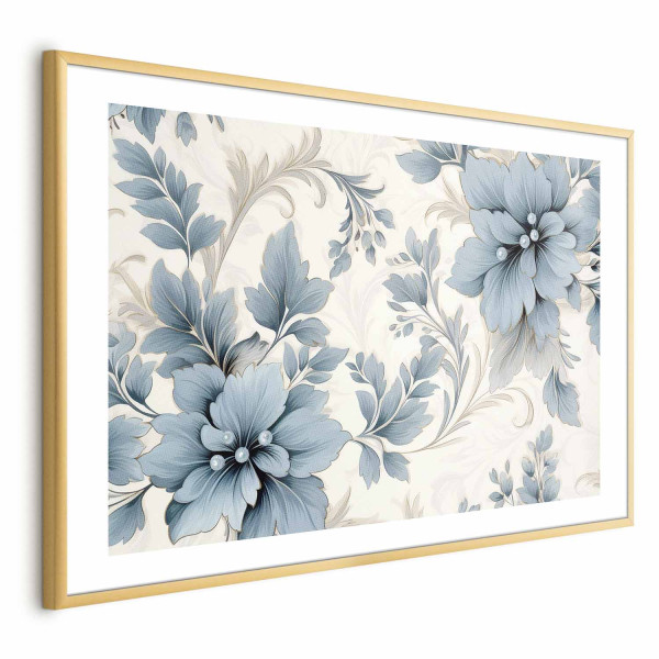 Plakat Turkusowe retro kwiaty 90x60 cm 588567
