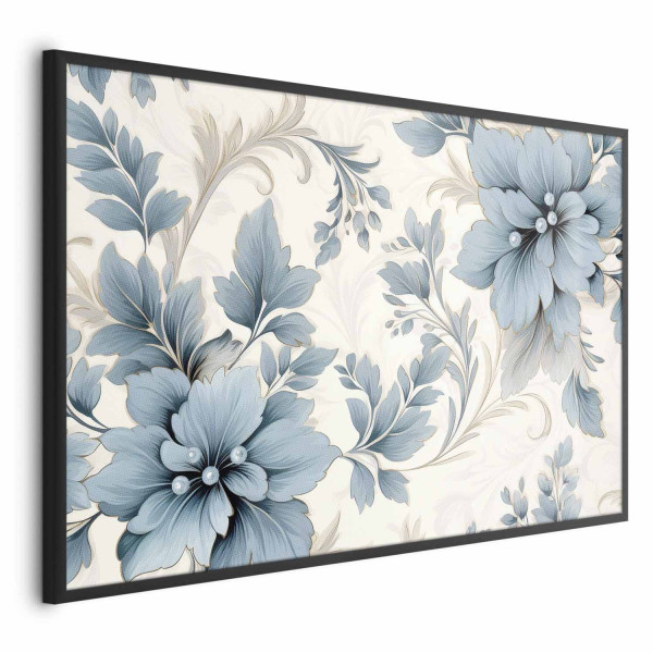 Plakat Turkusowe retro kwiaty 90x60 cm 589312