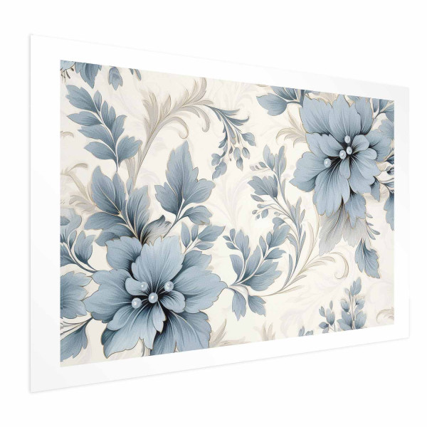 Plakat Turkusowe retro kwiaty 90x60 cm 589552