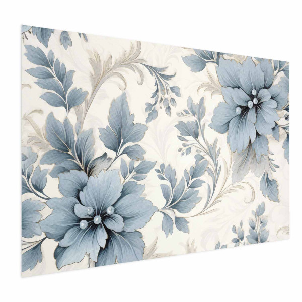 Plakat Turkusowe retro kwiaty 90x60 cm 580550