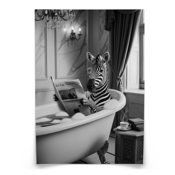 Plakat Zebra w wannie 20x30cm 991913