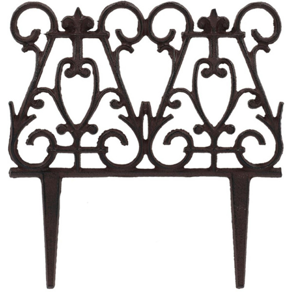 Płotek ogrodowy żeliwny brązowy 27x26 cm obrzeże do wbicia 949457