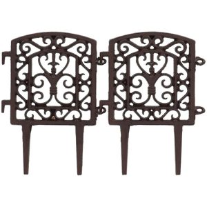Płotek ogrodowy żeliwny brązowy 28×20 cm vintage obrzeże 949458 Płotek ogrodowy żeliwny brązowy 28×20 cm vintage obrzeże 949458