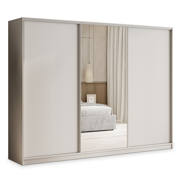 Szafa przesuwna TARI 270 cm z lustrem Kaszmir + Srebrny 740072