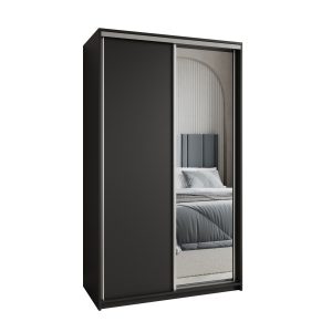 Szafa przesuwna TAVI 120 cm z lustrem Czarna + Satyna 740829 Szafa przesuwna TAVI 120 cm z lustrem Czarna + Satyna 740829