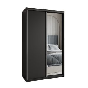 Szafa przesuwna TAVI 120 cm z lustrem Czarna 739964 Szafa przesuwna TAVI 120 cm z lustrem Czarna 739964
