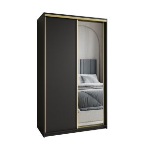 Szafa przesuwna TAVI 120 cm z lustrem Czarna + Złoty 740771 Szafa przesuwna TAVI 120 cm z lustrem Czarna + Złoty 740771