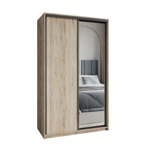 Szafa przesuwna TAVI 120 cm z lustrem Dąb sonoma + Czarny 740023 Szafa przesuwna TAVI 120 cm z lustrem Dąb sonoma + Czarny 740023
