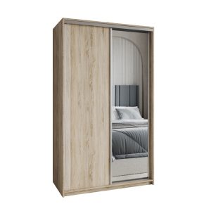 Szafa przesuwna TAVI 120 cm z lustrem Dąb sonoma + Satyna 739828 Szafa przesuwna TAVI 120 cm z lustrem Dąb sonoma + Satyna 739828