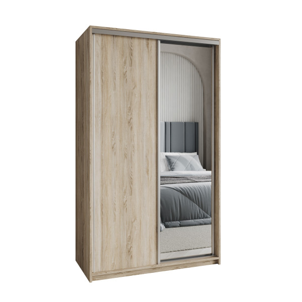 Szafa przesuwna TAVI 120 cm z lustrem Dąb sonoma + Satyna 739828
