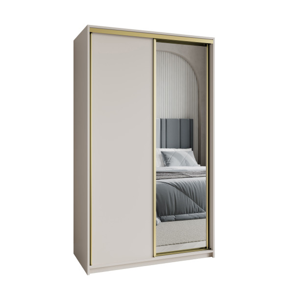 Szafa przesuwna TAVI 120 cm z lustrem Kaszmir + Złoty 739871
