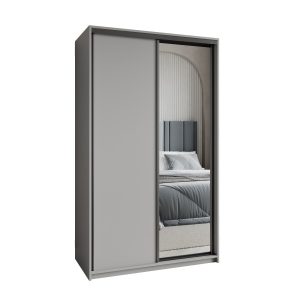 Szafa przesuwna TAVI 120 cm z lustrem Szara + Czarny 739817 Szafa przesuwna TAVI 120 cm z lustrem Szara + Czarny 739817
