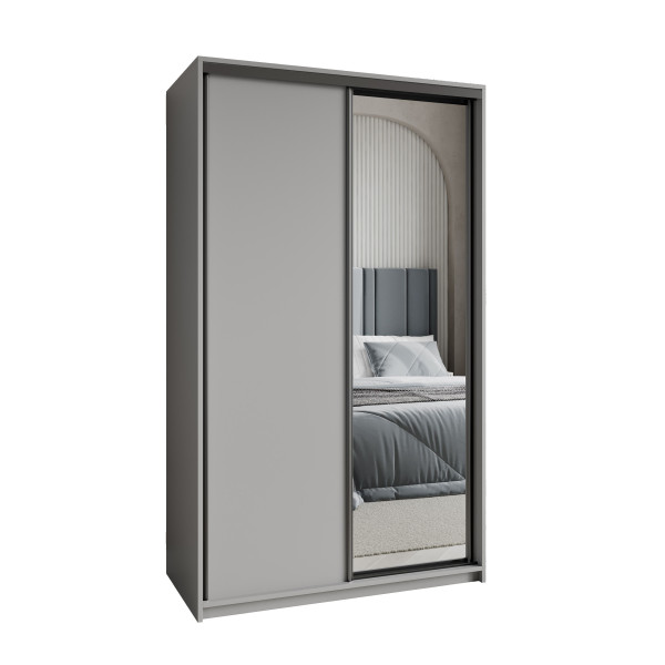 Szafa przesuwna TAVI 120 cm z lustrem Szara + Czarny 739817
