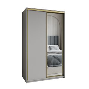 Szafa przesuwna TAVI 120 cm z lustrem Szara + Złoty 739906 Szafa przesuwna TAVI 120 cm z lustrem Szara + Złoty 739906