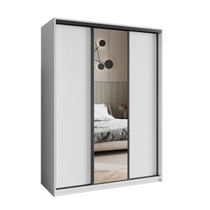 Szafa przesuwna TAVI 150 cm z lustrem Biała + Czarny 740717 Szafa przesuwna TAVI 150 cm z lustrem Biała + Czarny 740717