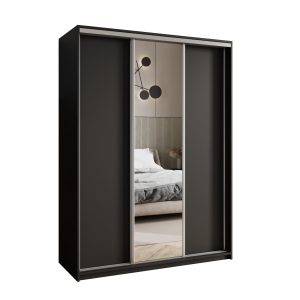 Szafa przesuwna TAVI 150 cm z lustrem Czarna + Satyna 739823 Szafa przesuwna TAVI 150 cm z lustrem Czarna + Satyna 739823