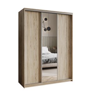 Szafa przesuwna TAVI 150 cm z lustrem Dąb sonoma + Satyna 739878