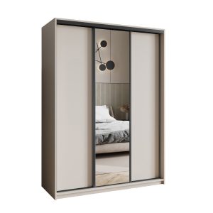 Szafa przesuwna TAVI 150 cm z lustrem Kaszmir + Czarny 739967
