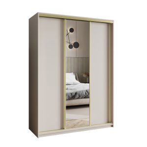 Szafa przesuwna TAVI 150 cm z lustrem Kaszmir + Złoty 740715