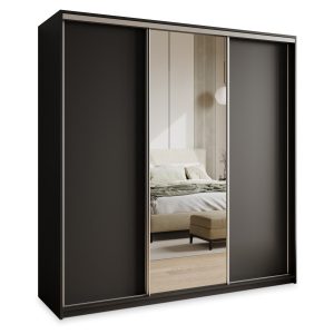 Szafa przesuwna TAVI 180 cm z lustrem Czarna + Satyna 739912