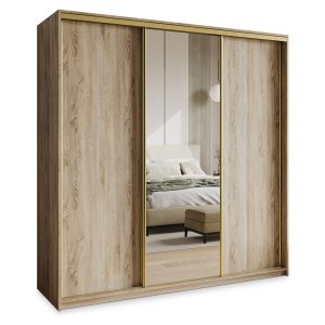Szafa przesuwna TAVI 180 cm z lustrem Dąb sonoma + Złoty 739935 Szafa przesuwna TAVI 180 cm z lustrem Dąb sonoma + Złoty 739935
