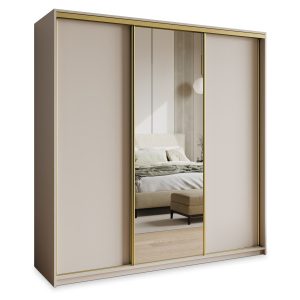 Szafa przesuwna TAVI 180 cm z lustrem Kaszmir + Złoty 740803 Szafa przesuwna TAVI 180 cm z lustrem Kaszmir + Złoty 740803
