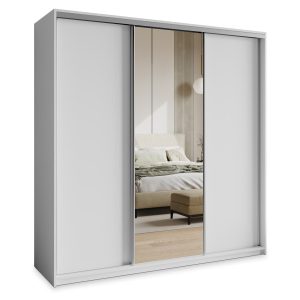 Szafa przesuwna TAVI 200 cm z lustrem Biała + Satyna 740053 Szafa przesuwna TAVI 200 cm z lustrem Biała + Satyna 740053