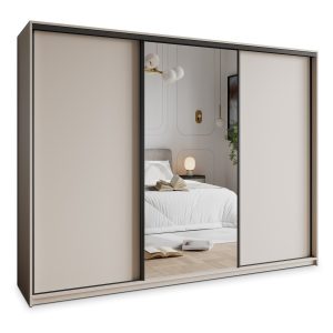 Szafa przesuwna TAVI 270 cm z lustrem Kaszmir + Czarny 740785