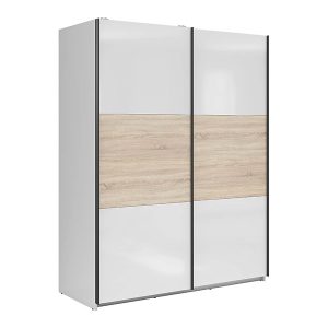 Szafa przesuwna Tetrix 153 cm biały połysk/dąb sonoma 74068 Szafa przesuwna Tetrix 153 cm biały połysk/dąb sonoma 74068