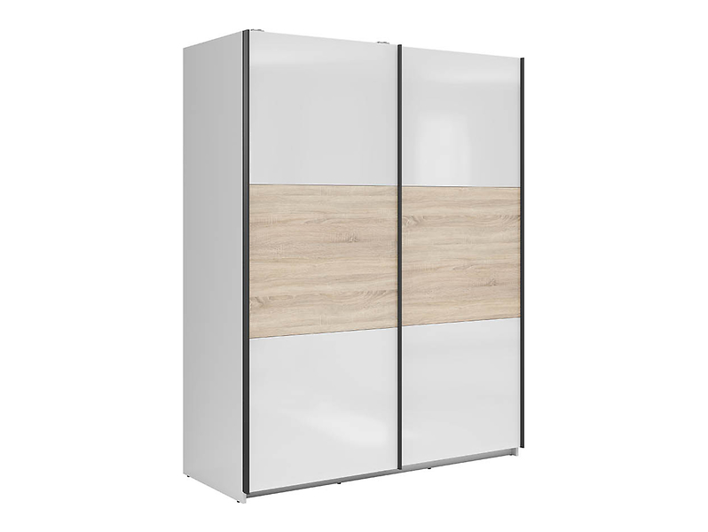 Szafa przesuwna Tetrix 153 cm biały połysk/dąb sonoma 74068
