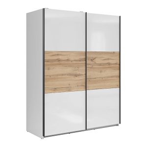 Szafa przesuwna Tetrix 153 cm biały połysk/dąb wotan 74069 Szafa przesuwna Tetrix 153 cm biały połysk/dąb wotan 74069