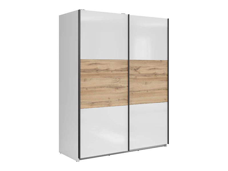 Szafa przesuwna Tetrix 153 cm biały połysk/dąb wotan 74069
