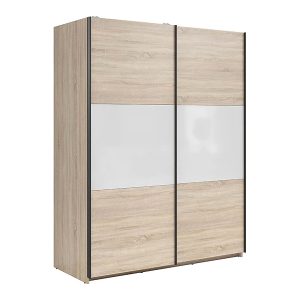 Szafa przesuwna Tetrix 153 cm dąb sonoma/biały połysk 74071 Szafa przesuwna Tetrix 153 cm dąb sonoma/biały połysk 74071