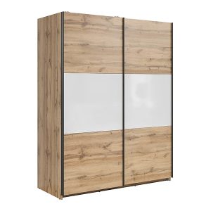 Szafa przesuwna Tetrix 153 cm dąb wotan/biały połysk 74073 Szafa przesuwna Tetrix 153 cm dąb wotan/biały połysk 74073