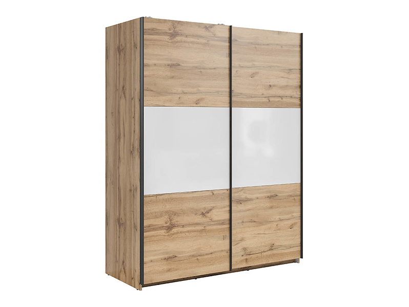 Szafa przesuwna Tetrix 153 cm dąb wotan/biały połysk 74073