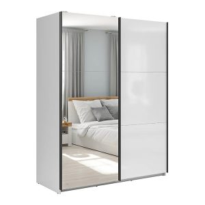 Szafa przesuwna Tetrix 153 cm z lustrem biały połysk 74077 Szafa przesuwna Tetrix 153 cm z lustrem biały połysk 74077