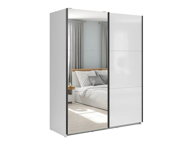 Szafa przesuwna Tetrix 153 cm z lustrem biały połysk 74077