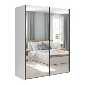Szafa przesuwna Tetrix 153 cm z lustrem biały połysk 74074 Szafa przesuwna Tetrix 153 cm z lustrem biały połysk 74074