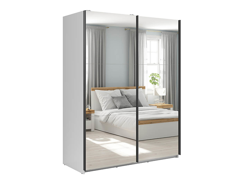 Szafa przesuwna Tetrix 153 cm z lustrem biały połysk 74074