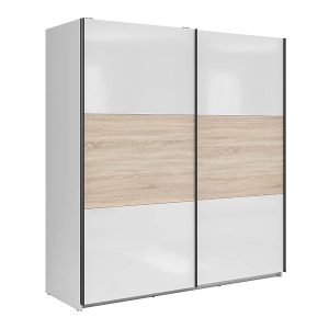 Szafa przesuwna Tetrix 183 cm biały połysk/dąb sonoma 382283 Szafa przesuwna Tetrix 183 cm biały połysk/dąb sonoma 382283