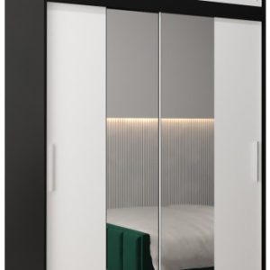 Szafa przesuwna Tokyo 1 150 czarny + biały z nadstawką 82189