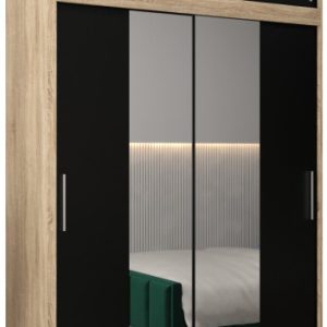 Szafa przesuwna Tokyo 1 150 sonoma + czarny z nadstawką 82413
