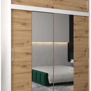 Szafa przesuwna Tokyo 1 200 biały + dąb artisan z nadstawką 82196