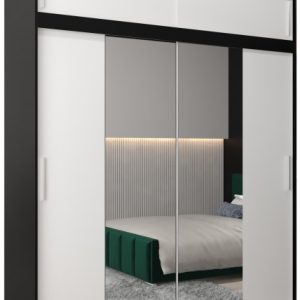 Szafa przesuwna Tokyo 1 200 czarny + biały z nadstawką 82202