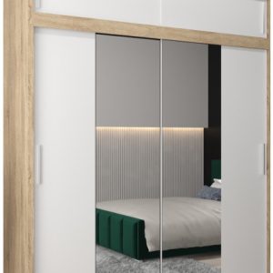 Szafa przesuwna Tokyo 1 200 sonoma + biały z nadstawką 82471