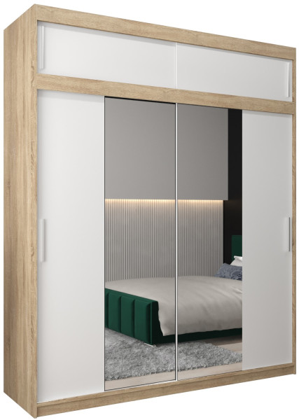 Szafa przesuwna Tokyo 1 200 sonoma + biały z nadstawką 82471