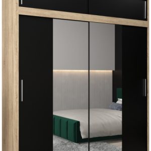 Szafa przesuwna Tokyo 1 200 sonoma + czarny mat z nadstawką 82276