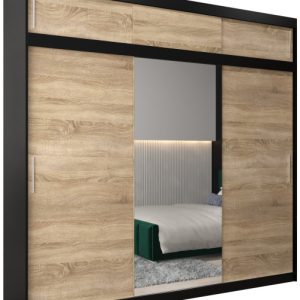 Szafa przesuwna Tokyo 1 250 czarny + sonoma z nadstawką 82330 Szafa przesuwna Tokyo 1 250 czarny + sonoma z nadstawką 82330