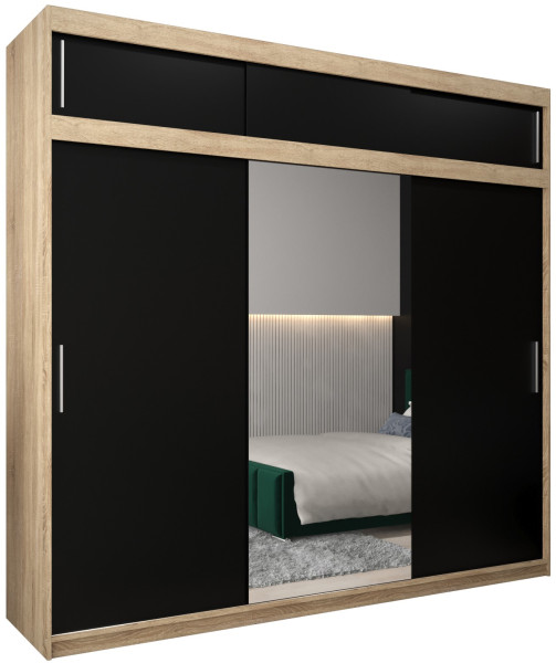 Szafa przesuwna Tokyo 1 250 sonoma + czarny z nadstawką 82349